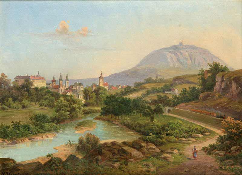 unknow artist A View of Roudnice with Mount rip